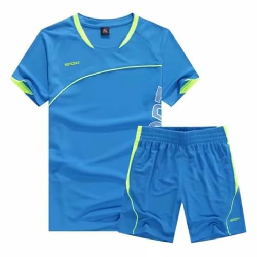 Cozozn Maillot de Foot Enfant Ensemble Football Enfant Garçons Vêtement Sport Entrainement T-Shirt et Short Set, 4-5 Ans, Bleu Clair (Étiquette: 22)