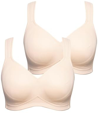 Ulla Popken Damen große Größen Übergrößen Plus Size Mikrofaser-BH, 2er-Pack, ohne Bügel, vorgeformte Cups beige 120E 793032300-120E