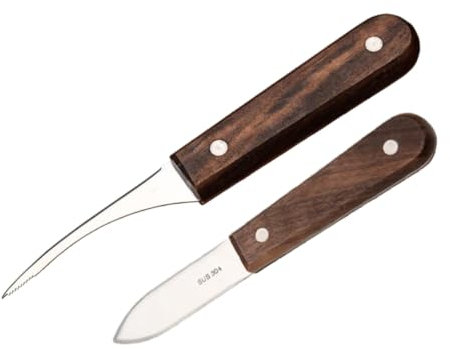 OFFSCH 2stücke Austernöffner Muschelöffner Garnelenschnürer Meeresfrüchteschneider Werkzeug Aus Und Holz Mit Ergonomischem Griff Für Einfachen Einsatz Bei Schalentieren