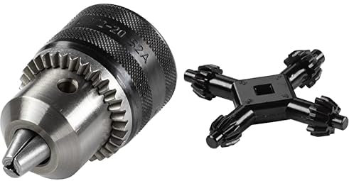 Bundle aus wolfcraft Zahnkranz-Bohrfutter - 2603000 - schlagbohrfest - Zum einfachen Spannen und Lösen von Bohrmaschinenzubehör - Innengewinde + wolfcraft Bohrfutterschlüsse I 2635000