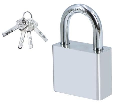 Qaiwuyi Vorhängeschloss 30mm mit Langer Bügel Lucchetto con Chiave Giardino 3 Pollici Lucchetto Impieghi Gravosi D'argento Sicurezza Impermeabile con 4 Chiavi