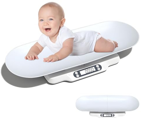 Nuscen Báscula de 30 kg para cachorros con bandeja desmontable, báscula digital para bebés, mascotas, niños pequeños, gatitos, gatos recién nacidos, perros, conversión de unidades g/ml/oz/lb.oz
