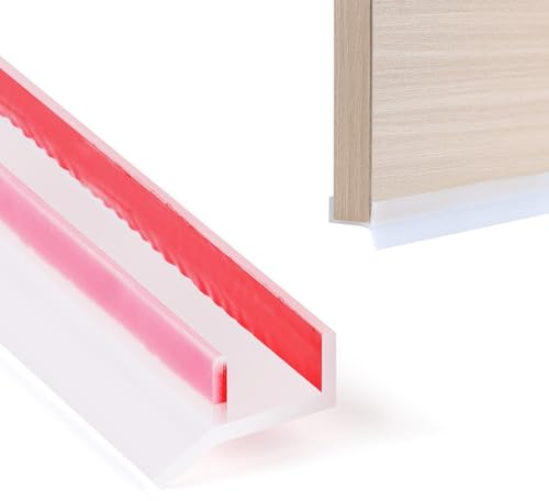 SWAWIS 1.7cm x 3m Joint pour Plinthe Cuisine Transparente, Profil d’Étanchéité pour Socle Cuisine Silicone pour Plinthe de 15mm 16mm 17mm, Imperméable à l'Eau et à Poussière