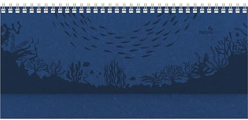 Alpha Edition - Tisch-Querkalender Nature Line Ocean 2026 – Tischkalender quer 29,7×13,5 cm mit Wochenübersicht & Notizbereich, umweltfreundlicher Büroplaner mit Hardcover für Arbeit & Zuhause