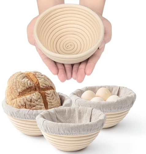 Mini Banneton Basket (5 Inch, Set of 4) – Round Banneton Bread Proofing Set, Perfect for Bread Bowl and Small Sourdough Loaves– Mini Sourdough Proofing Basket for Baking Supplies