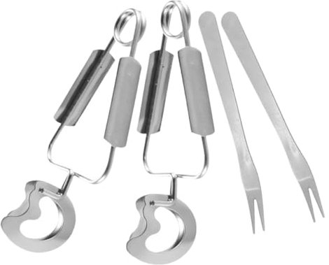 Alipis 2 Sets Stainless Steel Tea Bag Clip and Mini Kitchen Forks with Spring Mechanism for Easy Cleaning, for Snails and Food in Kitchen or Restaurant