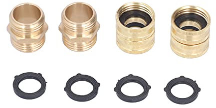 REXVTNS 2Pairs 3 / 4in Solid Brass Hose Adapter - 2 Way Garden and Washing Machine Hose Adapter Set, Leak - Proof, Sturdy, and Easy to Use