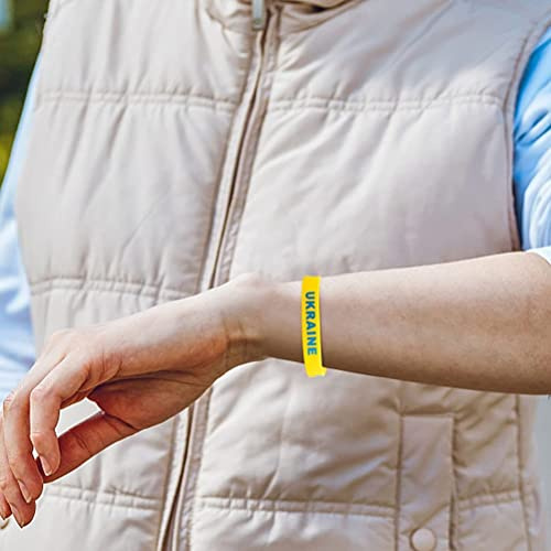 Armband mit Ukraine-Nationalflagge, weiches Silikon, stilvolles kreatives Design, angenehmes Tragematerial, Friedensliebhaber, Blau, Gelb, 20 cm, 0,7 cm, 17,9 g, 10 Stück (B)