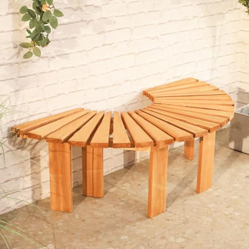 Holzbank für die Terrasse, Gartenbank, rückenfreie Baumbänke, Sitzgelegenheiten für draußen, Halbrunder Hockerstuhl für Veranda, Poolseite, Balkon, einfach zu montieren (Farbe: 1 Stück, halb