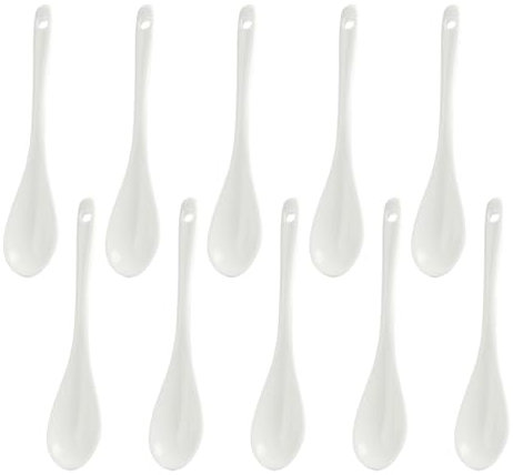 10 Pz Cucchiaio in Ceramica, Cucchiaino per Uova in Porcellana Cucchiaino per Uova Bianche, Cucchiaini da Caffè, Tè, Uova e Zuppa, Stile Classico, Bianco Puro, Sicuri ed Ecologici, 12 cm