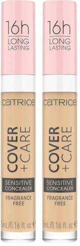 Catrice Cover + Care Sensitive Concealer, Abdeckstift, Nr. 008W, nude, Anti-Pickel, beruhigend, aufhellend, pflegend, Haut, langanhaltend, natürlich, vegan, ölfrei, wasserfest (5ml) (Packung mit 2)