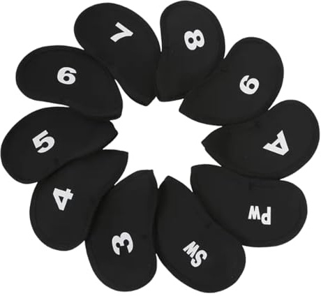 kowaku 10 Stück Golf Eisen Schutzhüllen für Golfschläger, Neopren Zubehör, Schwarz