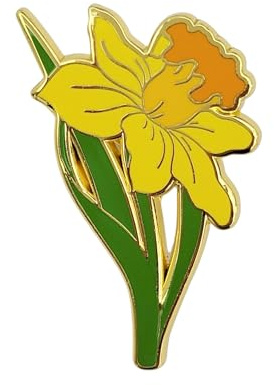 GFM® Women's Daffodil Floral Enamel Nature Inspired Ladies Brooch Pin Badge - Welsh Wales Flower