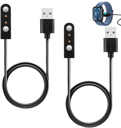 BOULESENM 2 PCS Chargeur Montre Connectée,Câble USB 2 Pins 4mm Broches chargeur magnétique,Chargeur de Montre Connectée,Ladekabel Smartwatch Magnetisch,Compatible avec Divers Modèles de Smartwatch