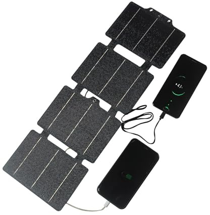 Tsinhu 14W Faltbares Solarpanel, IPX6 Wasserfest ETFE, USB-A/Type-C 22% Effizienz, Kompatibel mit Telefon/Strombank/Mini-Kraftwerk für Camping/Wandern/Notstrom