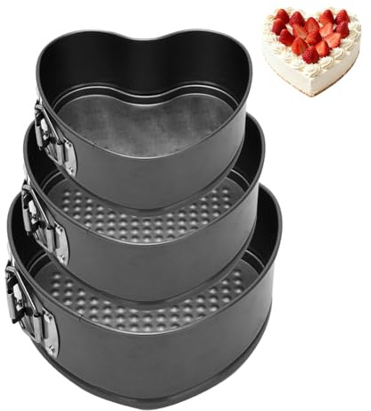 EUBSWA Molde para tarta con forma de corazón 12/18/22 cm - Juego de 3 moldes para pastel con revestimiento antiadherente para moldes, moldes para tartas, moldes para pasteles