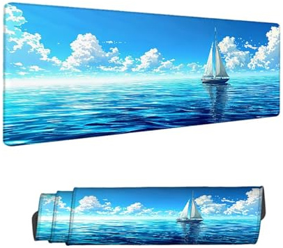 Alfombrilla de Ratón para Juegos, Azul Alfombrilla Ratón XXL 1500 x 800 MM,Velero Escritorio Desk Mat, Mouse Pad con Superficie Suave y Base de Goma Antideslizante, para Oficina Gaming en Casa H-4784