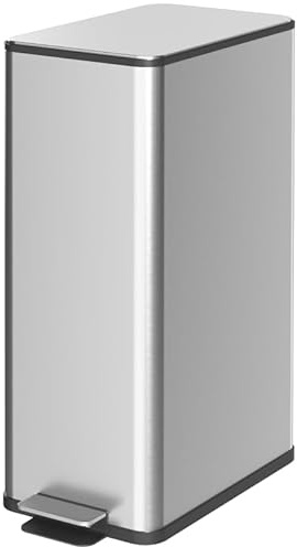 Generisch Cubo de basura de acero inoxidable con pedal de 20 litros con tapa y pedal, cubo de cosméticos con cubo interior para salón y oficina, 21,5 x 37,2 x 57 cm