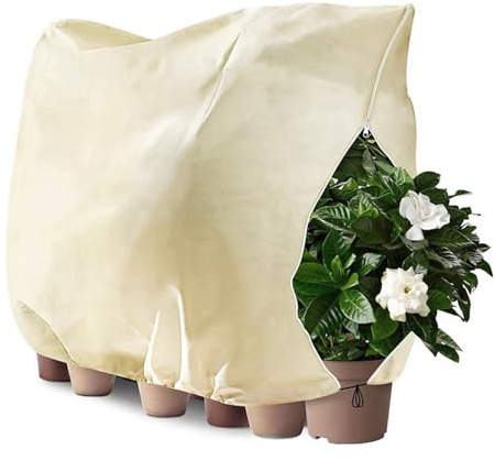 INYEEXUP Protection hivernale pour plantes extérieures, 1 pièce Protection hivernale pour plantes en pot avec fermetures éclair et sangles de cravate, Protection hivernale pour plantes réutilisable