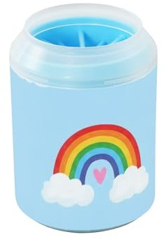 ODAWA Hundepfotenreiniger, Regenbogenherzen, Blau, weiche Borsten, Hundepfotenreiniger