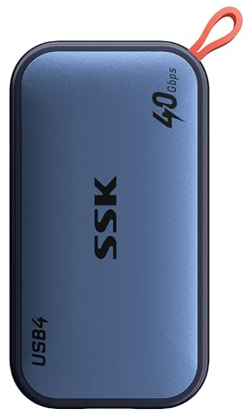 SSK 1TB USB4 Externe SSD bis zu 4000MB/s, 40Gbit/s Portable SSD Festplatte Extern Kompatibilität für Thunderbolt 4, External SSD für iPhone 15/16/17-Serie, Mac, Laptop, PC & OTG, inkl. LED-Anzeige