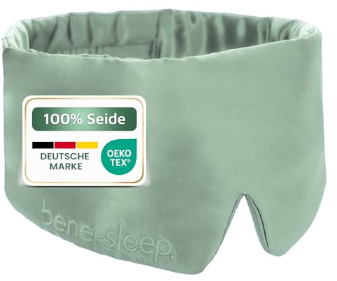 bene-sleep® Premium Seidenschlafmaske – 100% lichtdicht – Weiche Polsterung – Hautfreundlich Augenbrille für erholsamen Schlaf – Für längeren REM-Schlaf und schnelleres Einschlafen (Grün)
