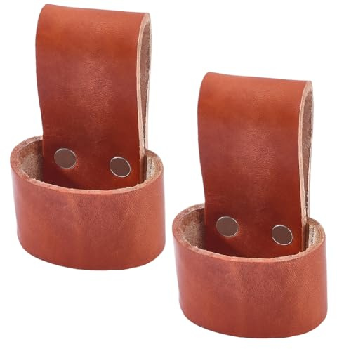 CALFOVERA 2Pcs Cowhide Leather Hammer Tool Holster Belt Holder Brown Viking Iron Snap in Hold Hatchet Sheath Axe Carrier Loop Small Firefighters Hammers Sleeve Holders for Multi Tools Belts
