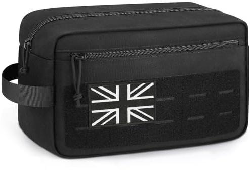 ETRONIK Tactical Toiletry Bag Men, Men Travel Wash Bag with Molle System, L | Water-Resistant Dopp Kit With Molle System, Wet Pocket & Hanging Hook; For Shower, Gym, Shaving & Outdoor Travel Storage
