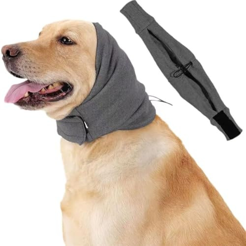 Cuffie Antirumore per Cani,Paraorecchie Regolabili per Cani,Regolabili Fasce Cani Testa Protezione Rumore Comodi e Silenziosi Cappuccio Calmante Copriorecchie Accessori per Toelettatura Bagno Fuochi