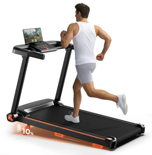 Abonow Cinta de Correr Plegable 2 en 1 con pasamanos – Motor sin escobillas 3,0 CV, Velocidad 1‑14 km/h, Pantalla LCD, Capacidad máx. 136 kg, para hogar y Oficina