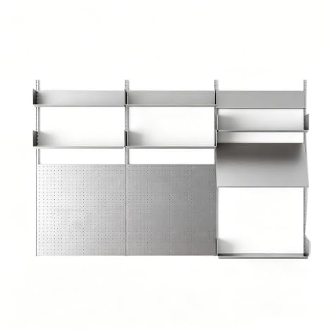 Pegboard Väggorganisatör Rostfritt Stål Metall Väggorganisatör Kontor Justerbar Hyllhöjd Garage Förvaringspanel Hyllans Lastkapacitet 50Kg för Hemmakontor Garage Kök Badrum