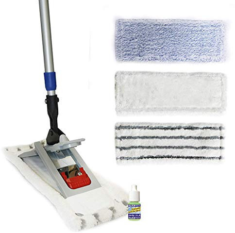 Profi Bodenwischer-Set 50 cm mit 170 cm Teleskopstiel – Magnet-Wischsystem mit 3 Microfasermopps (Dual, Twister, Soft) für alle Böden - freistehend & höhenverstellbar - inkl. Gratisprobe GlasRein
