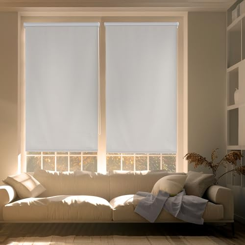 Blindecor Zeus | Verdunklungsrollo ohne bohren - Silbergrau, 107 x 180 cm (BxH) | Stoffgröße 104 x 175 cm. Klemmfix thermorollo für fenster