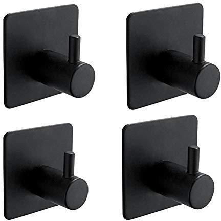 Ibergrif M34251B - Gancio per Asciugamani, Appendiabiti, Porta Ganci Accappatoio Bagno, Adesivi 3M, Acciaio Inox, nero, Taglia unica