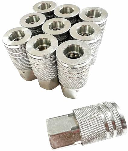 SANFU 1/4-Inch Steel Female Industrial Coupler, Air Hose Fittings 1/4-Inch Female Threads Quick Connector Air Coupler with Storage Case, 10-Pack