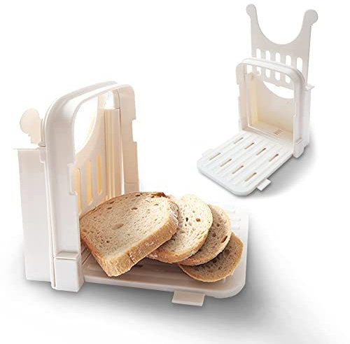 KitchenThinker Foldable Manual Bread Cutter - 4-Size Compact Guide, Thin Slicer Machine for Homemade Loaf