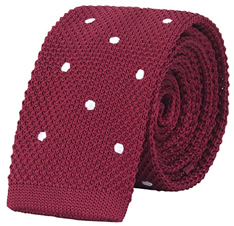 WANYING Herren 5,5cm 2,17 Gepunktete Schmale Krawatte Strickkrawatte Gestrickte Krawatte mit Quadratische Enden Narrow Knit Tie Retro Vintage Trendy Sportlich Casual Büro - Gepunktet