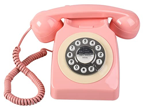 Sangyn Classic Retro Telephone Vintage Style Cord Phone with Push Button Old Fashioned Landline Desk Phone for Home Office Hotel and Bar