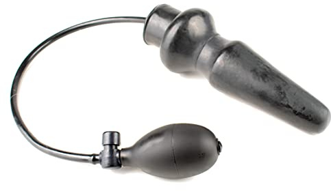 Rubberfashion Latex Butt Plug - Anal Plug XL - aufblasbarer Analplug mit Pumpe für Frauen und Männer schwarz fester Kern