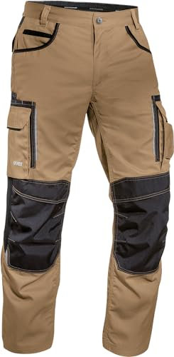 Uvex Tune-Up Herren-Arbeitshose lang - robuste Männer-Arbeitshosen mit Kniepolster-Taschen - 35% Baumwolle - Khaki - 46