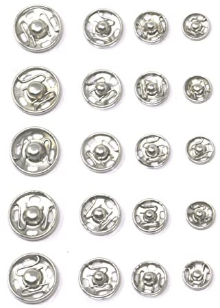 20 x fiXte Snap Fasteners Fastenings 7mm to 12mm Stitch Press Studs for Sewing Snap B uttons for Clothes DIY Craft Projects