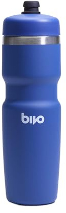 Bivo Trio 21oz Insulated Stainless Steel Bike Water Bottle - for Cycling - Fits Most Cages, Dishwasher Safe - Keeps Drinks Cold 12+ Hours - True Blue