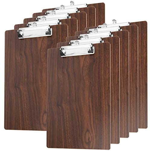 SEUNMUK 10 Pack A4 Wood Clipboards, Hardboard Clipboard with Hanging Hole and Metal Clip Holder for Paper, Document and Menu