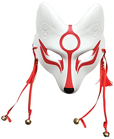 YangYong Kitsune Masque de renard pour Halloween, bal masqué, masque Kabuki en polyuréthane pour costume