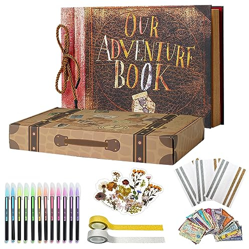 Vienrose Our Adventure Book Fotoalbum zum Selbstgestalten Scrapbook Fotobuch Kit mit Box für Reisen Geburtstag Hochzeit Valentinstag Weihnachten Baby Shower