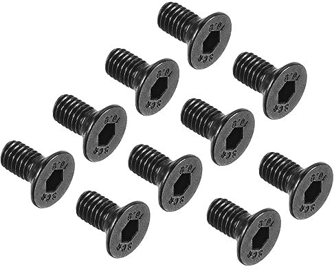 QUARKZMAN M6 x 12mm Hexagonal Zócalo Plano Cabeza Avellanado Tornillos x 50uds 10.9 Aleación Acero Hueca Cabeza Tornillos Pernos para Maquinaria y Muebles, [Negro]