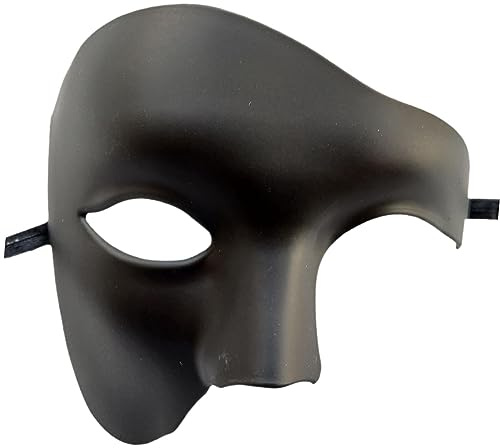 EUBEISAQI Masque de Mascarade pour Hommes Fantôme de l'Opéra Demi-Visage Masquerade fantôme vénitien Mardi Gras Costume de fête Mascarade pour fête costumée d'halloween