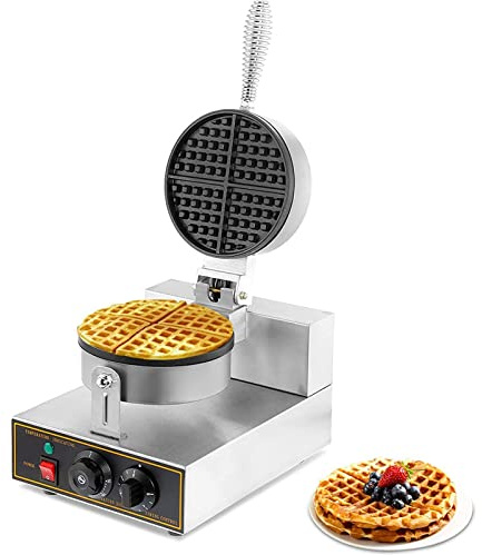 Electric Waffle Maker 1400W Commercial Nonstick Waffle Machine with Temperature and Time Control Stainless Steel Waffle Bake Machine for Bakery Home and Kitchen Restaurant Leisure Snack Bar A