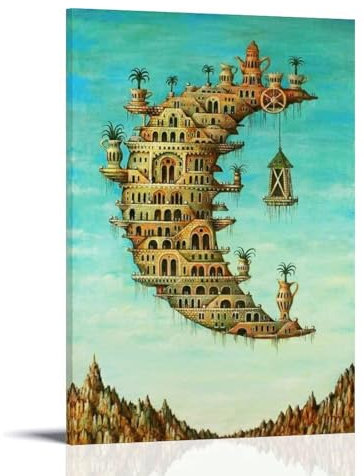 Salvador Dali Malerwerk (Living on the Moon)-Poster, coole Kunstwerke, Gemälde, Wandkunst, Leinwanddrucke, hängendes Bild, Heimdekoration, Geschenkidee, 40 x 60 cm