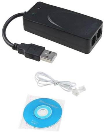 WANSUPYIN USB 56K Externes Wählfax-Datenmodem Dual RJ11 Port USB Fax Modem Externes Modem für Win7/8/10